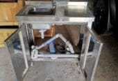 Γούρνες INOX με ραφάκι από κάτω χωρίς ντουλάπι, μπαταρία και περασμένο σιφώνι, ρακόρ