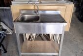 Γούρνες INOX με ραφάκι από κάτω χωρίς ντουλάπι, μπαταρία και περασμένο σιφώνι, ρακόρ